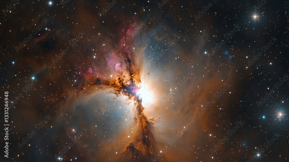 Wall mural galaxy background, with stars and colorful nebula clouds. outer space astronomy image showing an int