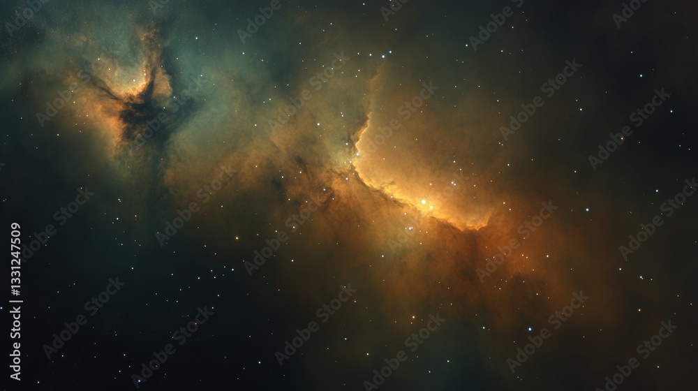 Wall mural galaxy background, with stars and colorful nebula clouds. outer space astronomy image showing an int