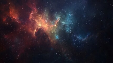 Galaxy Background, with Stars and colorful Nebula Clouds. Outer Space Astronomy image showing an Interstellar Celestial view of the Cosmos 