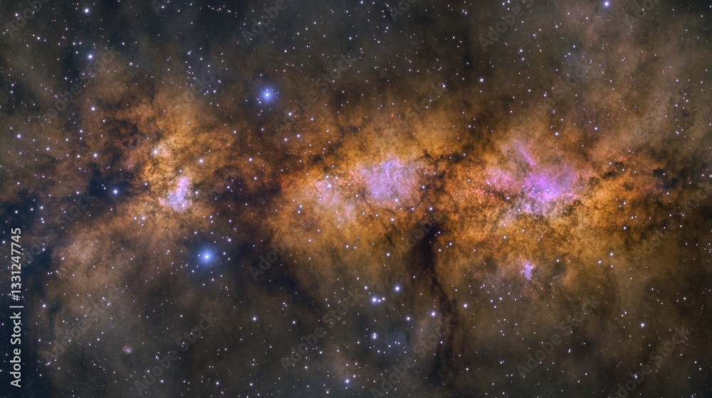 Wall mural galaxy background, with stars and colorful nebula clouds. outer space astronomy image showing an int