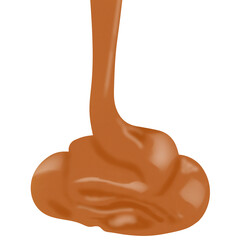 Pouring Melted Caramel Sauce On Transparent Background.