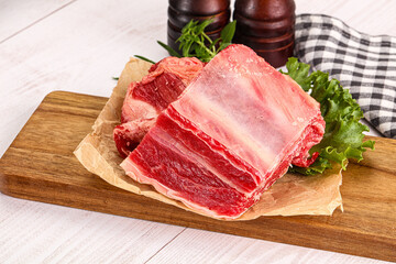 Raw beef rib for cooking