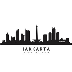 Naklejka premium Jakarta, Indonesia, skyline silhouette, vector