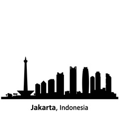 Obraz premium Jakarta, Indonesia, skyline silhouette, vector