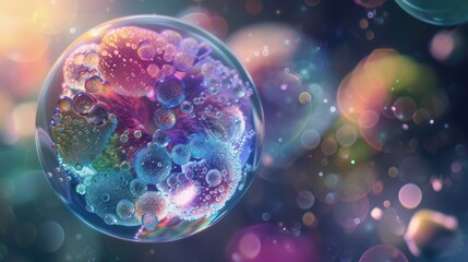 Fototapeta premium Colorful Bubbles in Glass Sphere for Abstract Background.