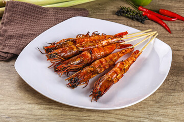 Tasty grilled tiger prawn snack