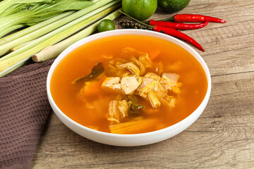 Korean kimchi soup with seafood