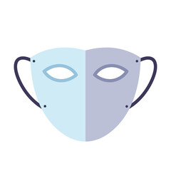 Two-faced mask illustration showcasing emotions in flat design vector art