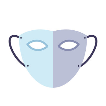 Two-faced mask illustration showcasing emotions in flat design vector art
