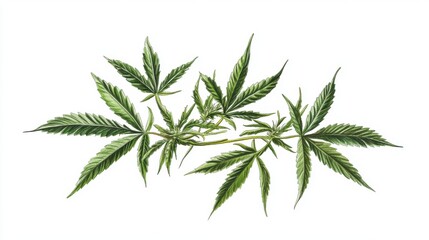 Fototapeta premium Botanical illustration style cannabis plant, elegant