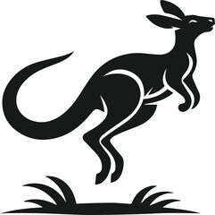 A joyful kangaroo bouncing high vector silhouette