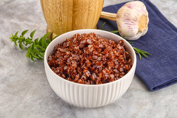Red steamed rubine rice garnish