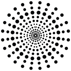 White background with black round halftone design