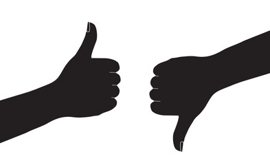 vector illustration of hands with yes and no symbols