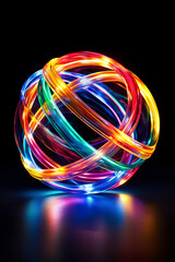 Colorful Glowing Sphere Floating on a Black Background