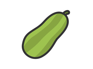 瓜のアイコン（線画カラー）のイラスト