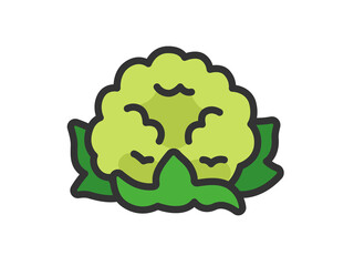 グリーンカリフラワーのアイコン（線画カラー）のイラスト