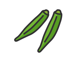 オクラのアイコン（線画カラー）のイラスト