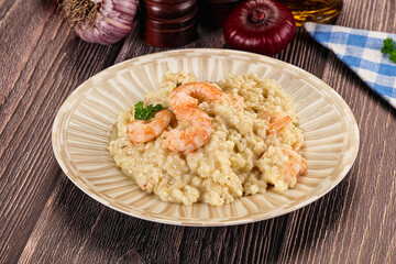 Gourmet risotto with prawn and cheese