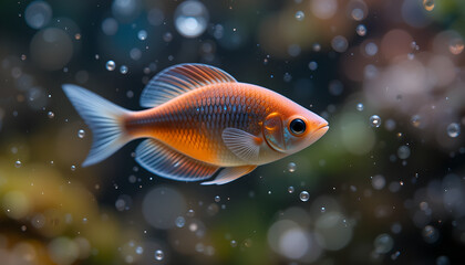 Radiant Orange Fish in a Dreamy Underwater World