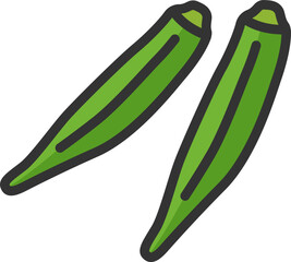 オクラのアイコン（線画カラー）のイラスト