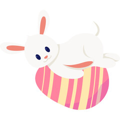 Easter Bunny Hugging Egg Illustration