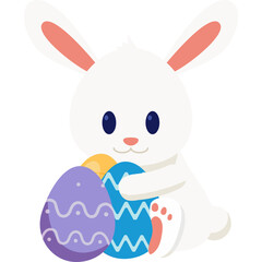 Easter Bunny Hugging Egg Illustration