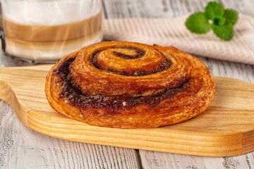 Homemade cinnabon swirl pastry with cinnamon