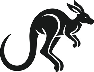 A kangaroo hopping with a big leap forward vector silhouette