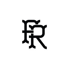 FR monogram logo design letter text name symbol monochrome logotype alphabet character simple logo