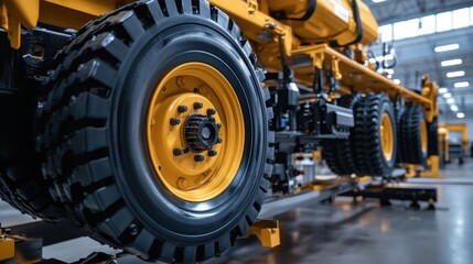 Fototapeta premium Automated heavy-duty robotic arms assembling vehicles