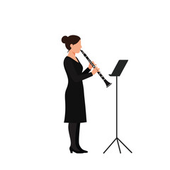 Naklejka premium Female musician playing clarinet in minimal flat design vector art