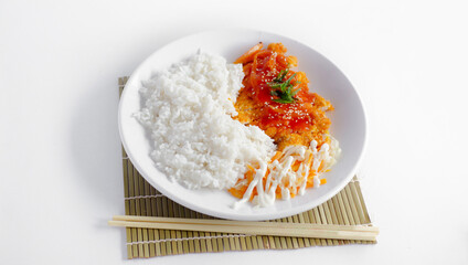chicken katsu and white rice