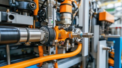 Automated plastic injection mold with cooling system in operation