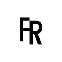 FR monogram logo design letter text name symbol monochrome logotype alphabet character simple logo