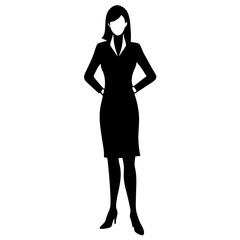 Fototapeta premium Silhouette of a woman in a black dress standing gracefully