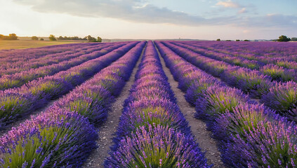 Obraz premium Sunset over Lavender Field