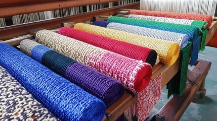 High-speed jacquard loom weaving complex patterns with precision