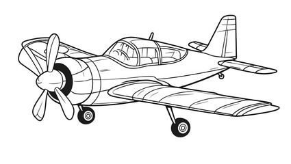 Kawaii style coloring page, private plane, white background, suitable for coloring.