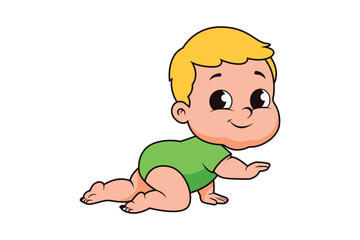 Cute Baby Boy Character Vector Illustration