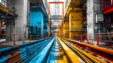 Underground power lines in multiple colors at a construction site