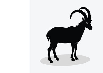 A cute black silhouette of a goat animal vector.