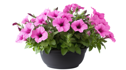 green plants , pink cyclamen in a pot isolated on white background , transparent png 