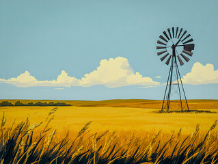 Golden Fields and Windmill
