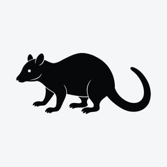 A cartoon rat animal silhouette on white background vector.