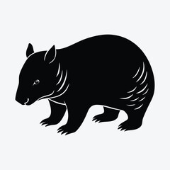 A black and white bear simple flat design vector.