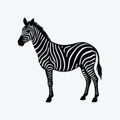 A cute zebra walking isolated on white background simple flat design vector.