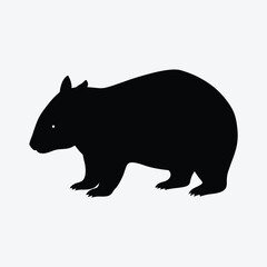A black and white bear simple flat design vector.