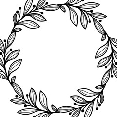 Floral Circle Frame Design Illustration