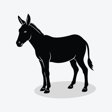 recommend clip art: A cute donkey animal silhouette vector.